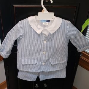 Goodlad Boys Seersucker Striped Suit w Bla